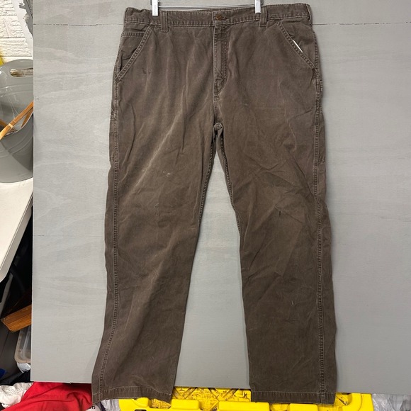 Carhartt Relaxed Fit Work Pants Brown Cotton Size 42 x 34 - Picture 3 of 5